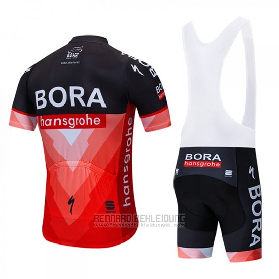 2019 Fahrradbekleidung Bora Shwarz Rot Trikot Kurzarm und Tragerhose